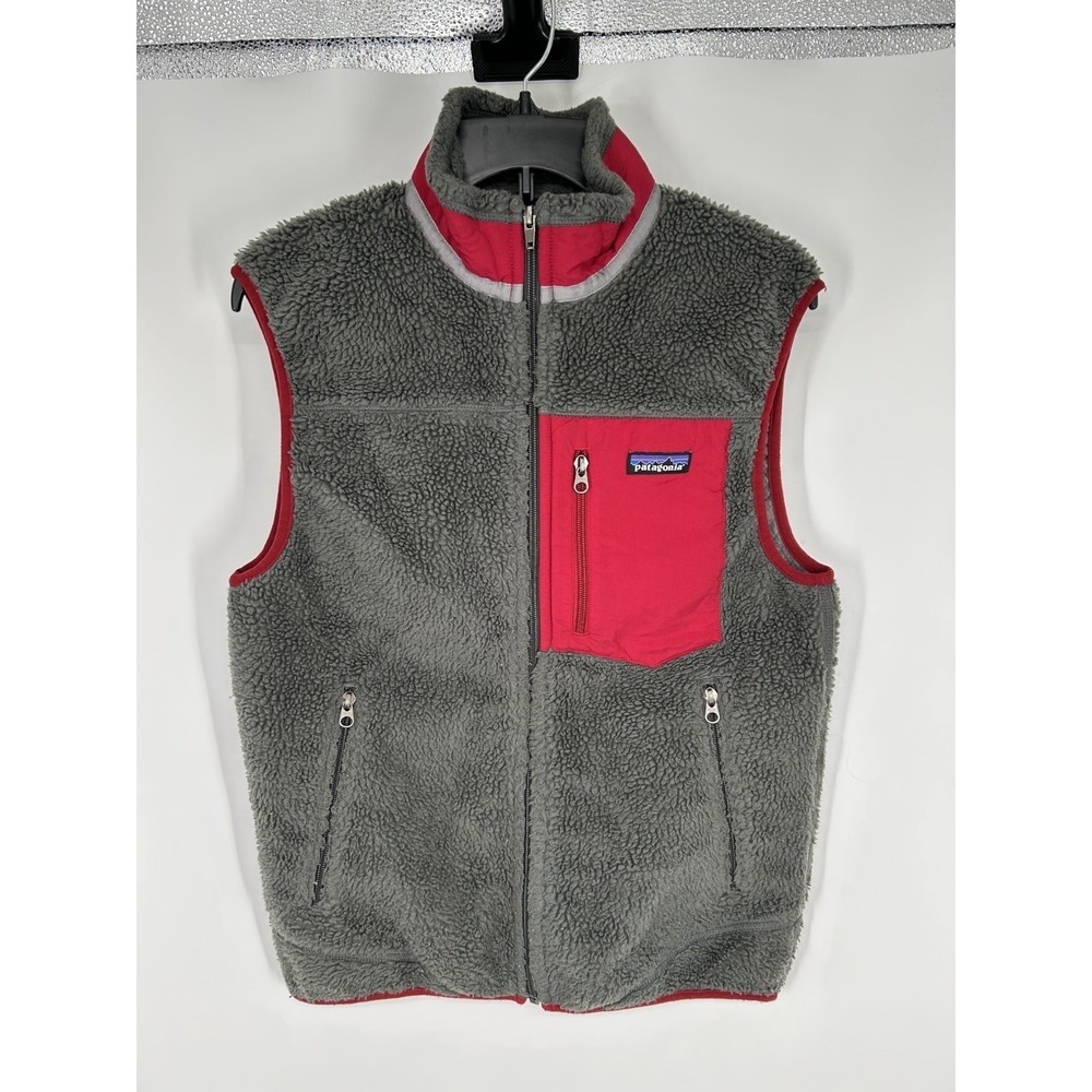 Patagonia Retro X Fleece Vest Men's Small Gray Sleeveless Logo Full Zip 23047